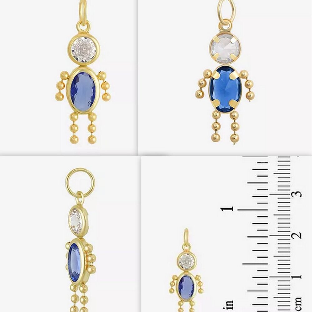 Set of 3 - 14K Yellow Gold Birthstone Baby Child Charms - Picture 15 of 16